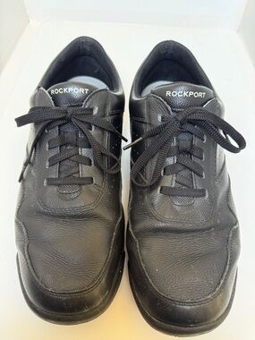 Rockport Men’s Black Leather Casual Lace-Up Sneakers, 12W